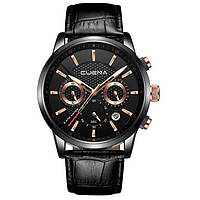 Мужские стильные водонепроницаемые часы CUENA 6805 Black-Copper