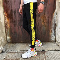 Спортивные штаны Off White Line Temper черные c желтым