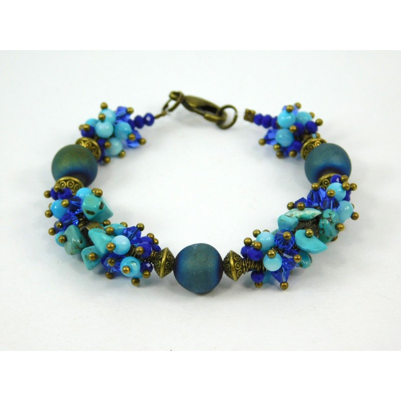 Ексклюзивний браслет з Агату "Сузір'я" я ", Вишуканий браслет з натурального каменю, Браслет синього кольору