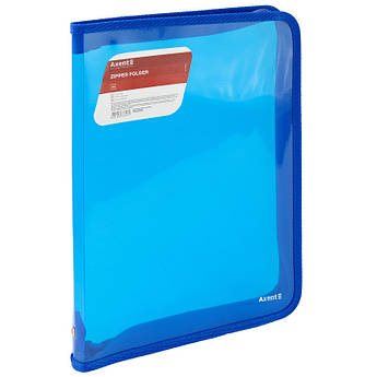 Папка на блискавці А4, синя прозора Axent 1801-22-A