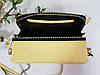 Сумка жіноча "КВАДРО" натуральна шкіра, жовта матова плетінка, фото 4