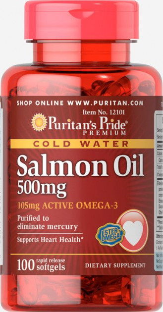 Риб'ячий жир ЛОСОСЯ Puritan's Pride SALMON OIL 500мг 100 капсул
