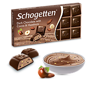 Schogetten Dark Chocolate with Cocoa & Hazelnuts черный шоколад с какао и лесным орехов 100 гр
