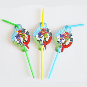 Набір Коктейльні трубочки з гофрою (8 шт/уп.)- Герої в масках, Красно_зелено_синий