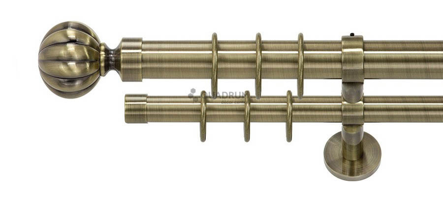 Карниз для штор подвійна Резиденція 35+25 мм Лотус Античне золото / 160 см, фото 1