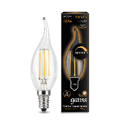 Лампа світлодіодна Gauss Black Filament Dim CF37 5 Вт E14 2700К 220 В прозора (арт. 104801105-D)