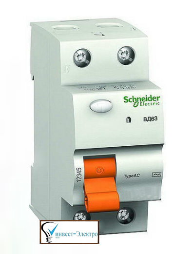 Диф. автомат АТ 2р 25А 300МА Серія "Домовик" Schneider Electric