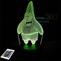 3D світильник з пультом і акумулятором 3D Lamp Патрік (LP-3026)