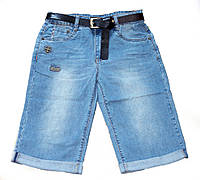 Бриджи для мальчика подростка джинсовые с поясом