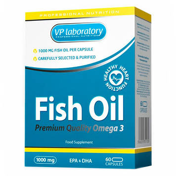 Fish Oil Premium Quality Omega 3 (60 caps) жирні кислоти VP Lab