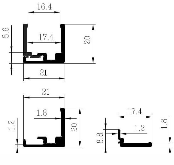 Профиль П-образный для стекла разборной 20*20 ММ (АЛЮМИНИЕВЫЙ) (ID ...