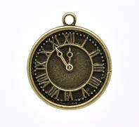 Подвеска, Настенные часы, Цинковый сплав, Цвет: Античная бронза, Римские цифры, 28 мм x 25 мм