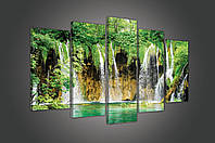 Модульная картина на холсте 2X20X40CM, 2X20X50CM,1X20X60CM Водопад в лесу (PS1518S17)