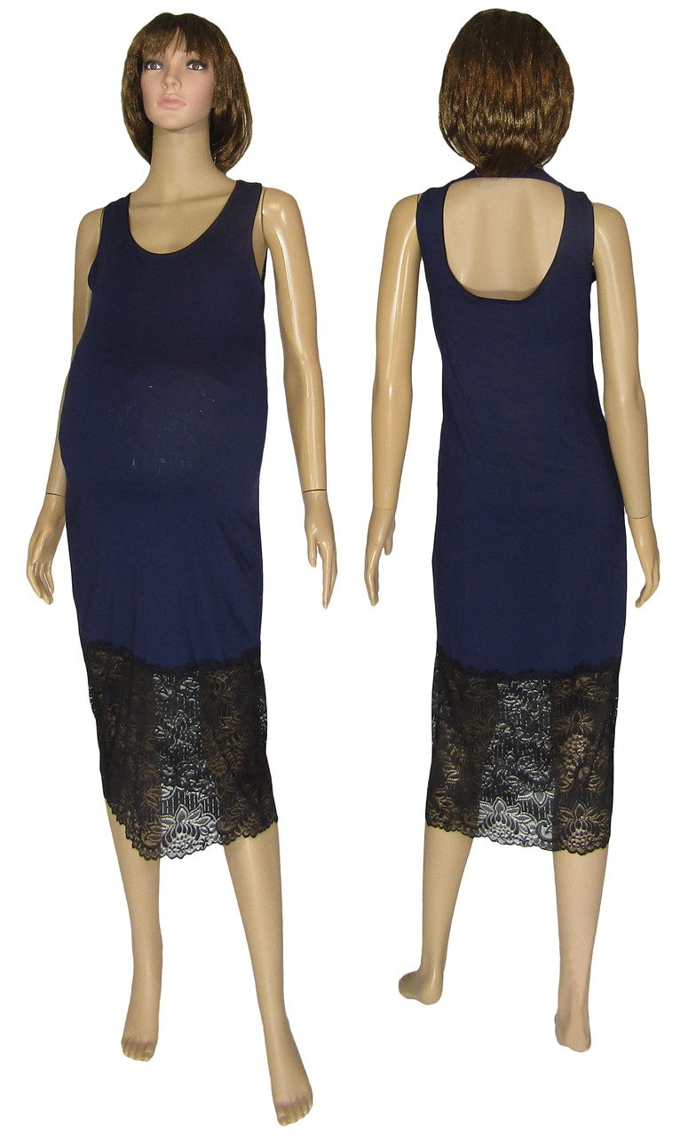 Сарафан літній для вагітних 19061 Verona Midi Agure/темно-синій/висоза з мереживом