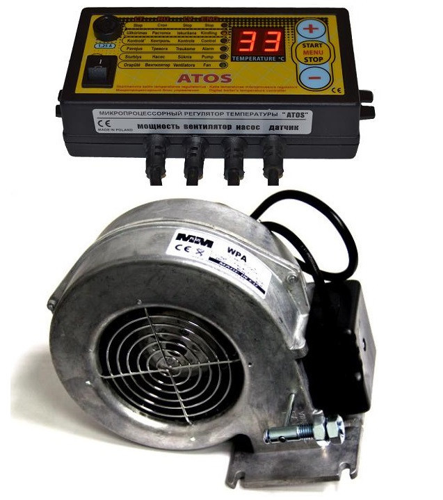 Комплект автоматики Atos c вентилятором WPA-117 для твердотопливных котлов малой мощности - фото 1 - id-p977525880