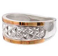 Женское серебряное кольцо с золотыми пластинами "Сияние"
