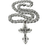Православный серебряный крестик и массивная серебряная цепочкой 140 грамм