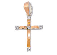 Серебряный крестик с золотом - крестик из серебра с золотыми накладками с фианитами
