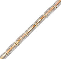 Женский серебряный браслет с золотыми пластинами 16.5 см 7 звеньев