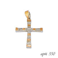 Серебряный крестик с золотыми пластинами и фианитами - благородство серебра и роскошь золота