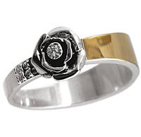 Женское серебряное кольцо с золотой пластиной "Сильфида" - очаровательное женское украшение