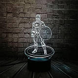3D світильник з пультом і акумулятором 3D Lamp Капітан Америка (LP-2840), фото 10