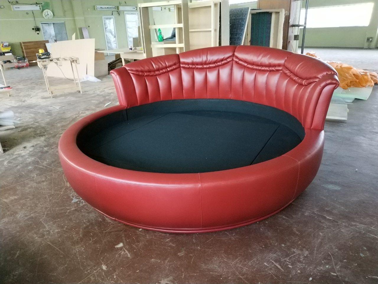 Круглая дизайнерская кровать Элегия 7А экокожа Леонардо Каппеллини D-2200 мм (Мебель-Плюс TM) - фото 1 - id-p977645270