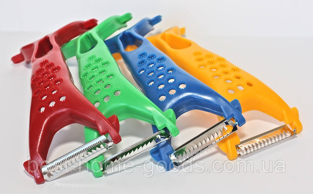 Овочечистка-терка "Телефон" двостороння з нержавіючої сталі – ніж для чищення картоплі, моркви по-корейськи та часнику, фото 1