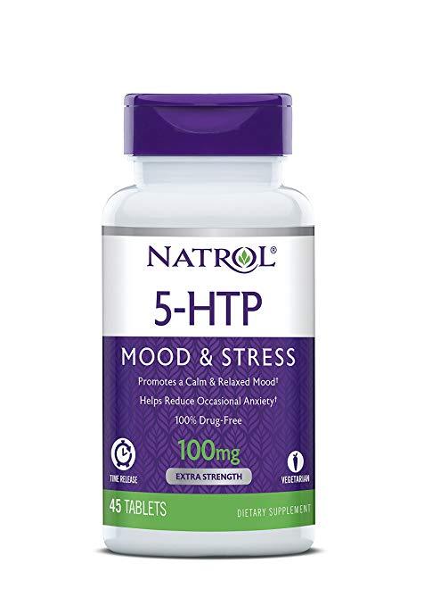 Natrol, 5-HTP (5-гідрокситриптофан) TR, Time Release, 100 мг, 45 таблеток