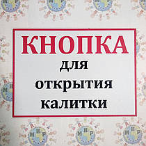 Табличка Кнопка для відкриття хвіртки