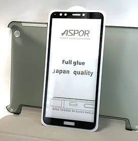 Huawei Y7 2018 захисне скло на телефон протиударне 5D Full Glue Black чорне