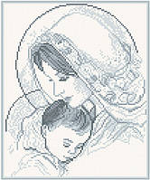 АМП-003. Алмазная мозаика Мадонна и дитя (серебро). 27х32см
