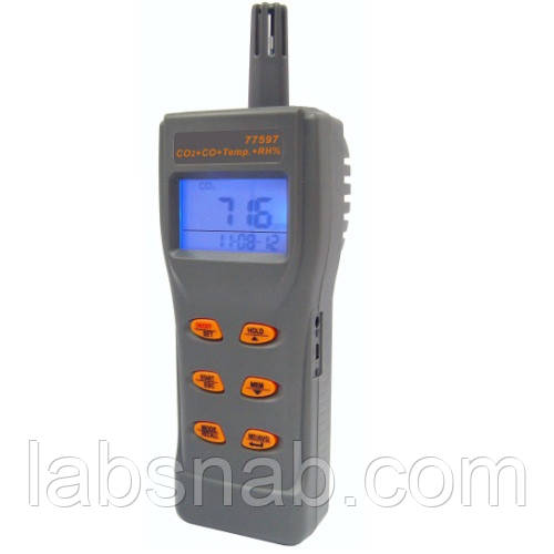 Портативний газовий аналізатор/термогігрометр (СО2,СО, RH, T) USB AZ-77597, фото 1