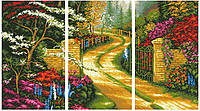 АМТ-001. Алмазная мозаика Триптих Дорога в сад (4 картины 25х43см)