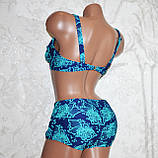 Великий 58. Яскравий жіночий купальник, темно-синій із бірюзовими квітами, для повних жінок, фото 6