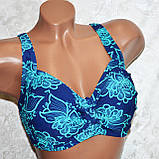 Великий 58. Яскравий жіночий купальник, темно-синій із бірюзовими квітами, для повних жінок, фото 8