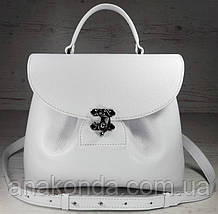 550 Натуральна шкіра, Сумка жіноча біла світла Шкіряна сумка поворотного замка Біла шкіряна сумка шкіряна, фото 2