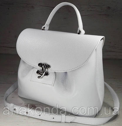 550 Натуральна шкіра, Сумка жіноча біла світла Шкіряна сумка поворотного замка Біла шкіряна сумка шкіряна, фото 1
