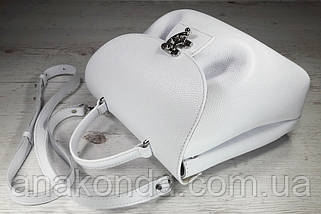 550 Натуральна шкіра, Сумка жіноча біла світла Шкіряна сумка поворотного замка Біла шкіряна сумка шкіряна, фото 3