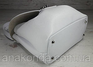 550 Натуральна шкіра, Сумка жіноча біла світла Шкіряна сумка поворотного замка Біла шкіряна сумка шкіряна, фото 4