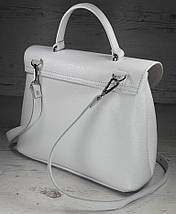 550 Натуральна шкіра, Сумка жіноча біла світла Шкіряна сумка поворотного замка Біла шкіряна сумка шкіряна, фото 5