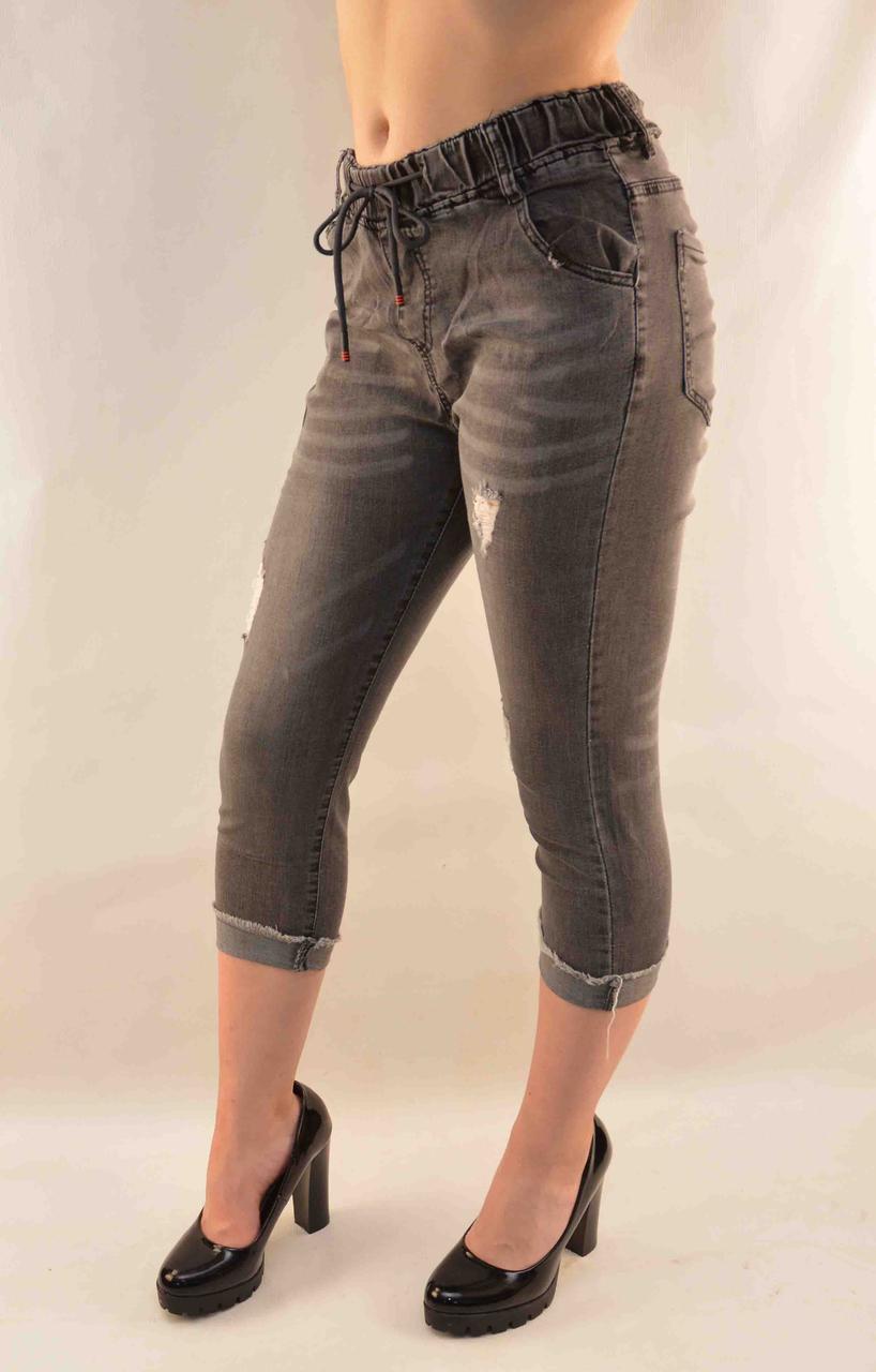 Бриджі жіночі джинсові рвані Капрі жіночі 25 - 30 Сірий, 27