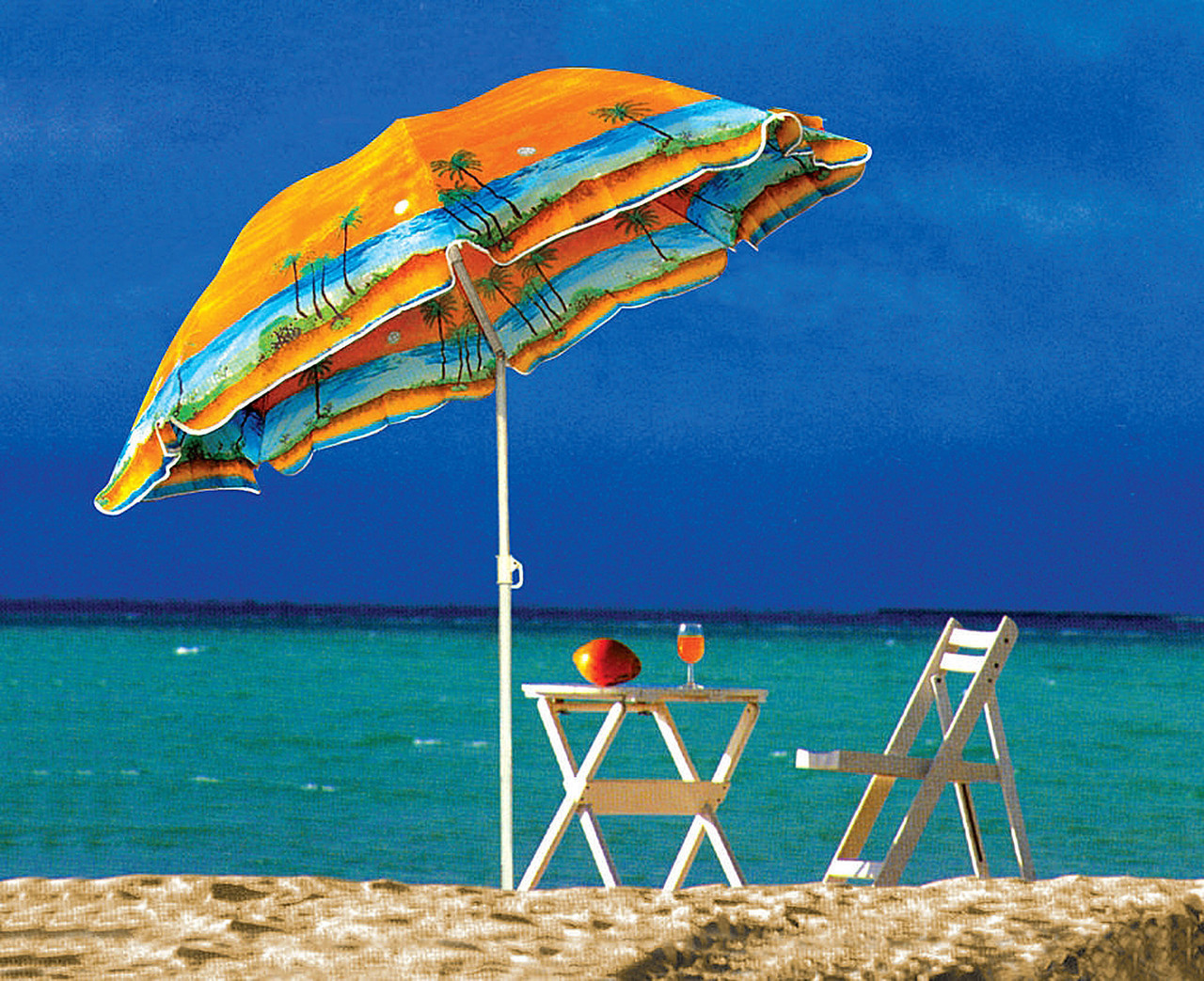 Зонт пляжний з нахилом ромашка, Діаметр 1,8 м металева спиця