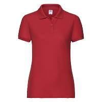 Однотонная женская футболка поло красная - XS, S, M, L, XL, 2XL