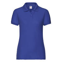Летняя женская футболка поло ярко-синяя под принт или вышивку - XS, S, M, XL