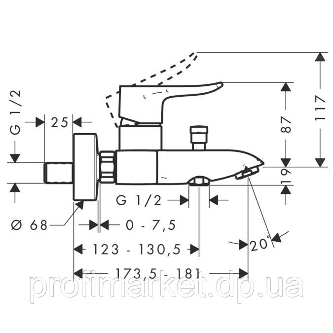 Смеситель для ванны Hansgrohe Metris 31480 - фото 2 - id-p18477076