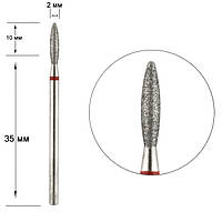 Фреза с алмазным напылением для отодвигания кутикулы и зачищения птеригия "Пламя" 2мм. Красная (102к021)