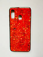 Чохол Luxury для Samsung M20 Мармуровий Red