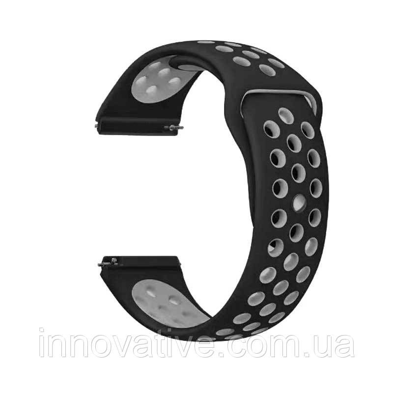 Силіконовий ремінець для смарт-годинника, 22 mm (Чорно-сірий), фото 1