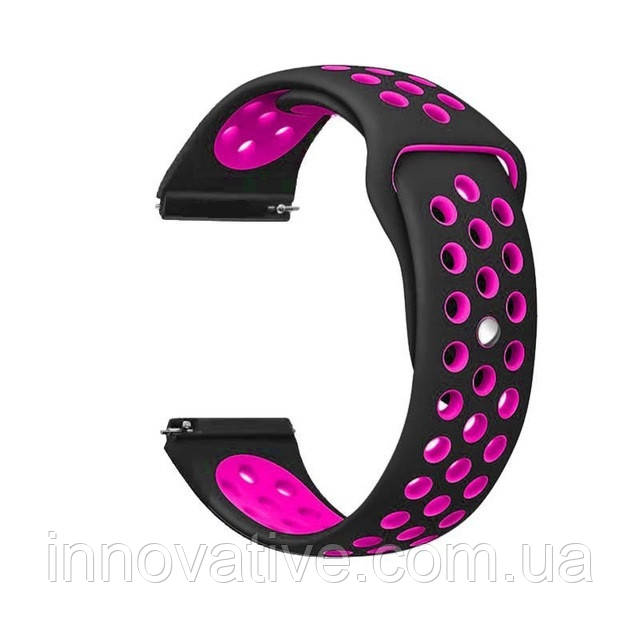 Силіконовий ремінець для смарт-годинника, 22 mm (Чорно-рожевий)